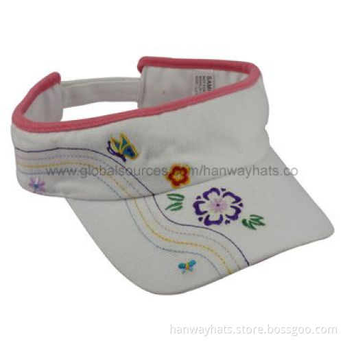 Cotton Twill Fashionable Sun Sports Visor Cap with Embroidery and Velcro Strap at BackNew